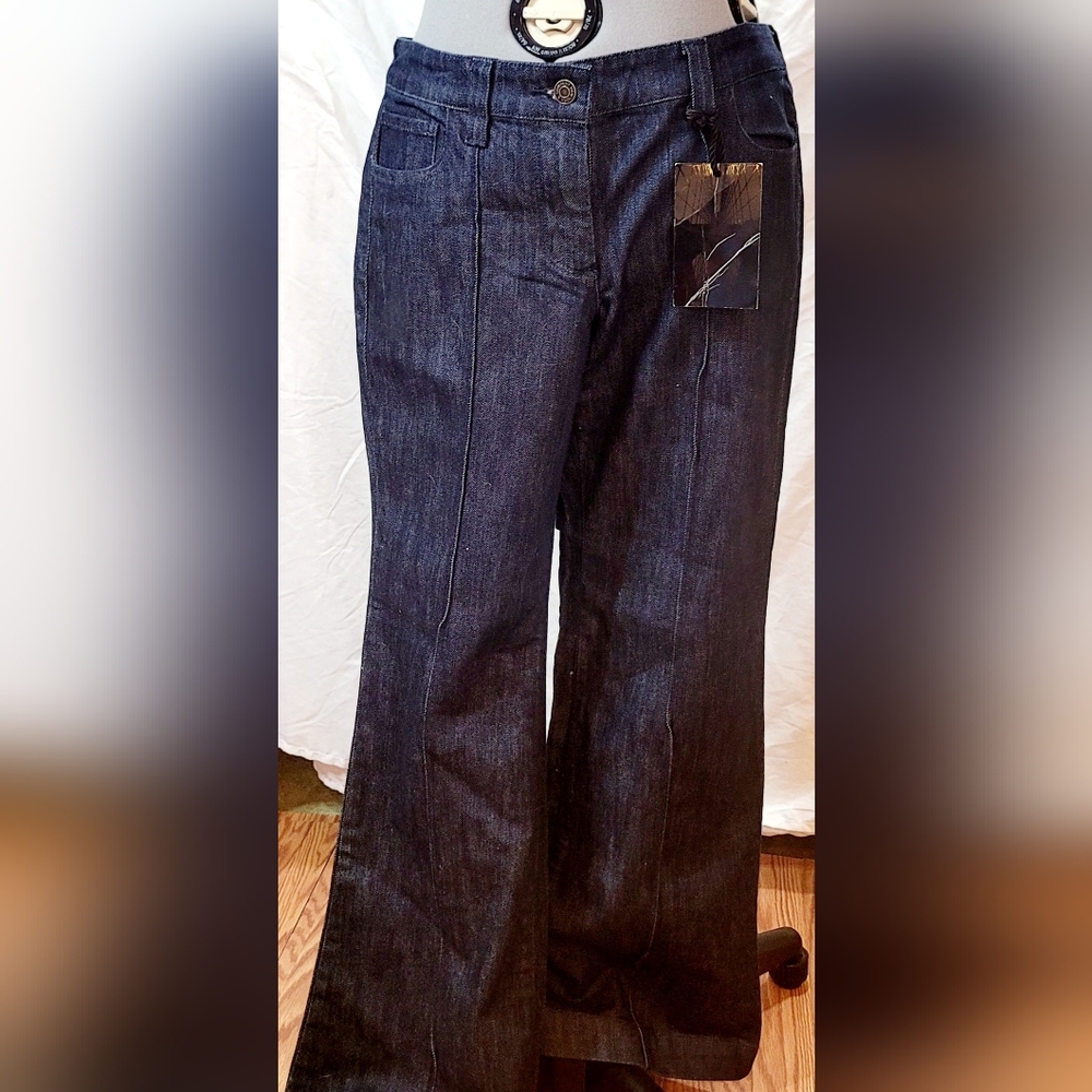 New York & Company Stretch Denim Fit & Flare Jeans Womens 10Petite Pants